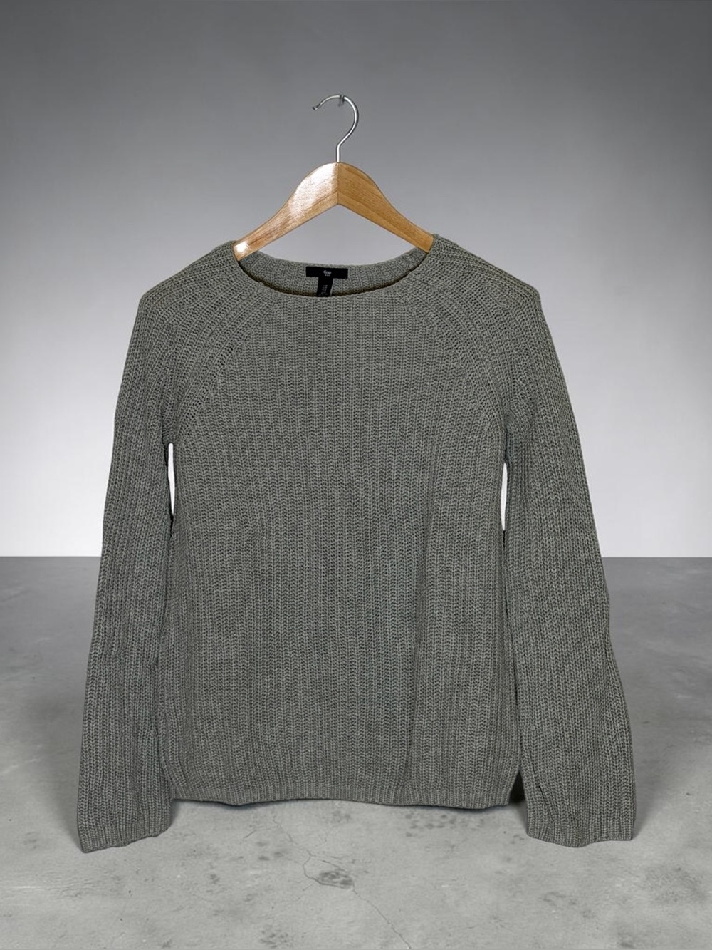 Gap 100% Cotton Ribbed Knit Sweater Women’s M Gray Flared Sleeve Pullover